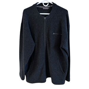 Fisherman Out of Ireland Men’s Dark Grey Pure Wool Full Zip Sweater Size XL